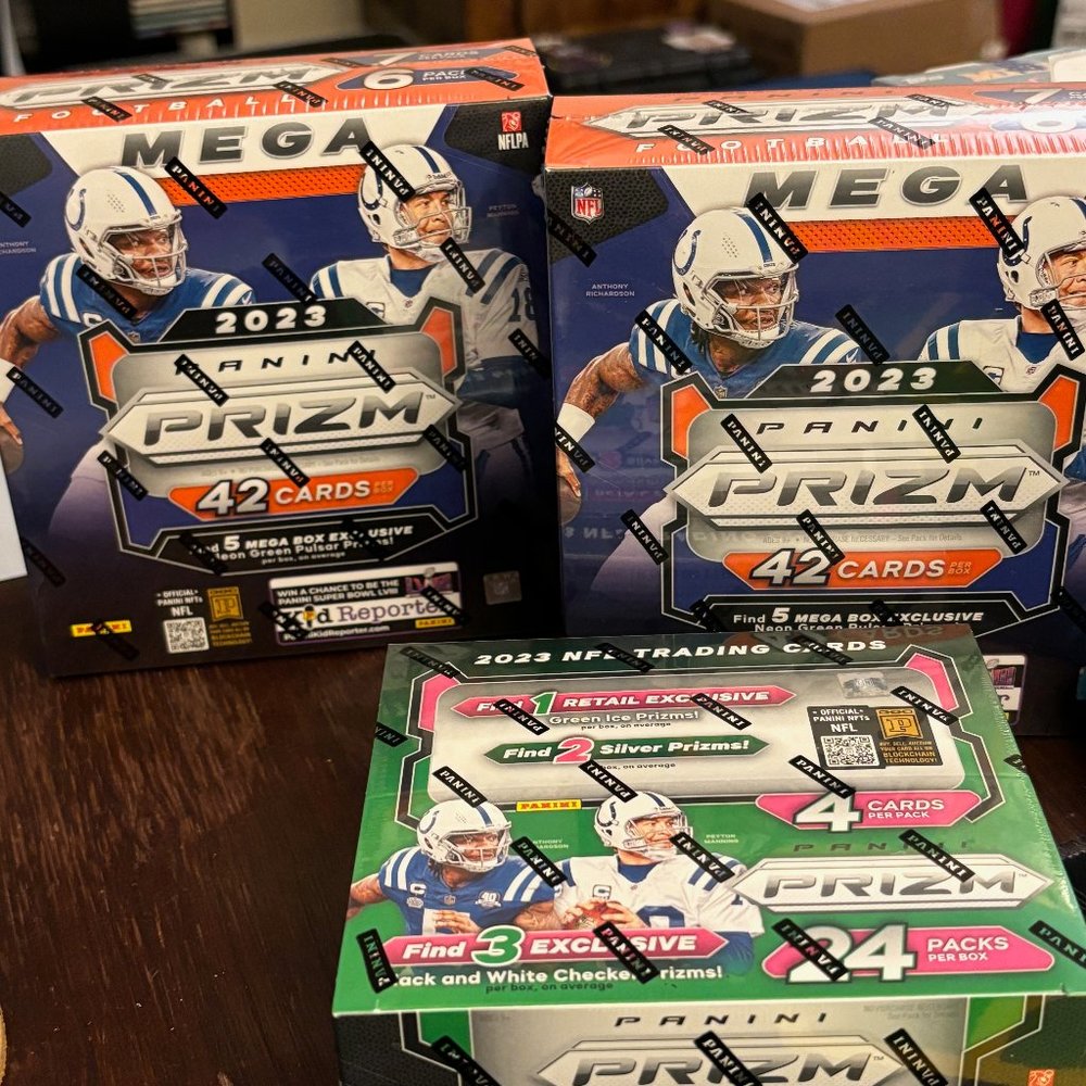 HIGH END PRIZM FOOTBALL LOT:1 PRIZM RETAIL HOBBY BOX AND 2 PRIZM MEGAS